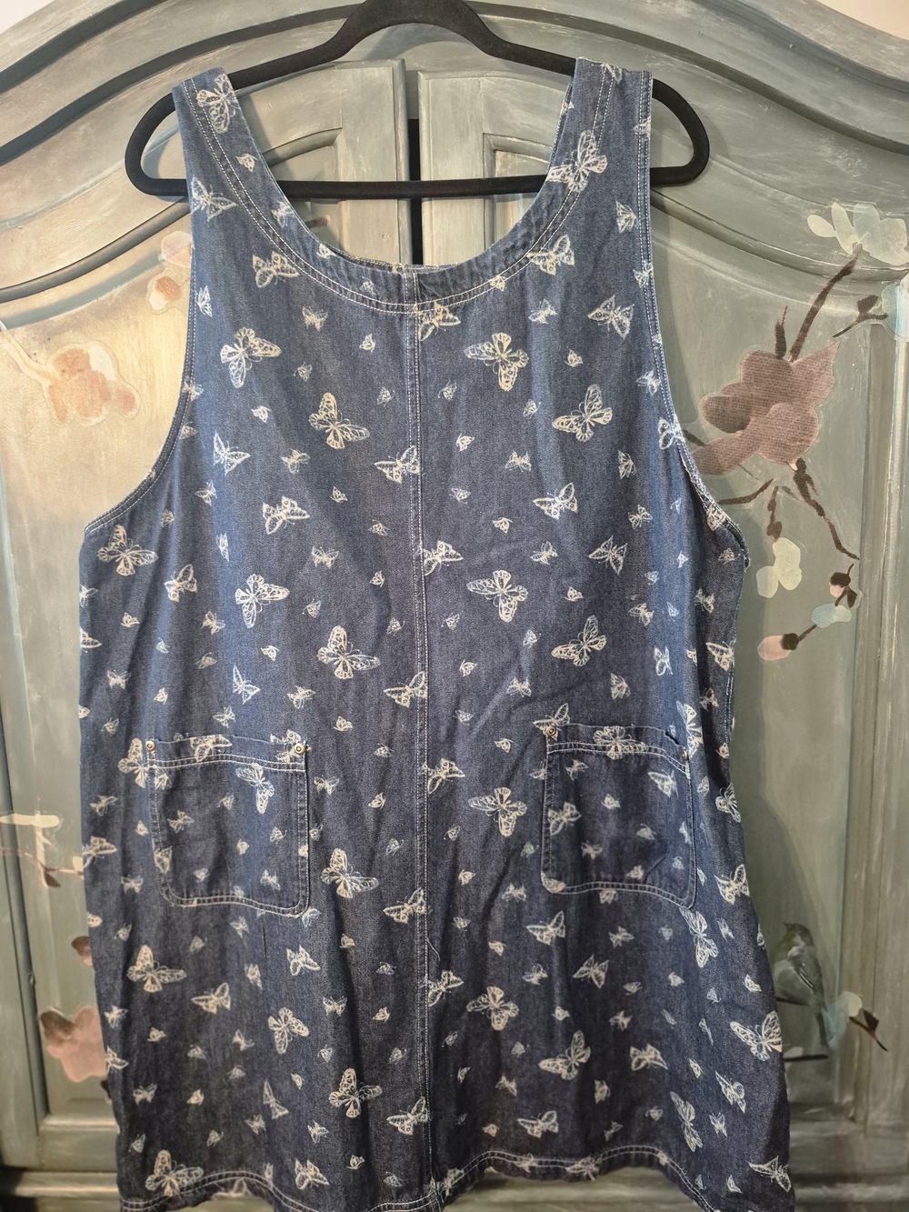 Women's D.P.S. Y2K Blue Denim Butterfly Print One-Piece Romper